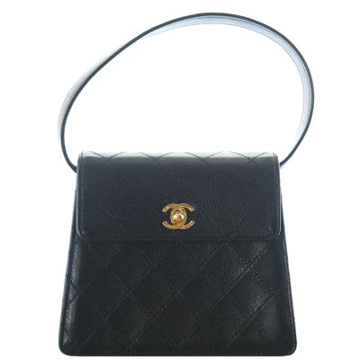 Vintage Chanel Black Caviar Quilted Mini Top Handle