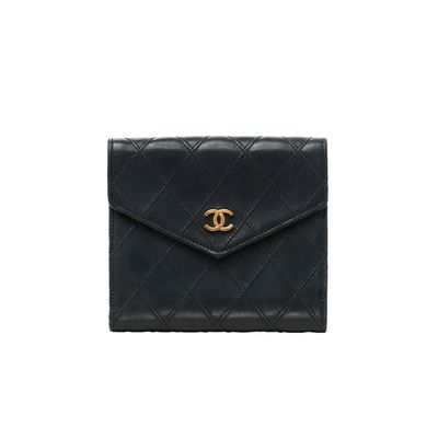 Chanel Zwart Lederen Portemonnee