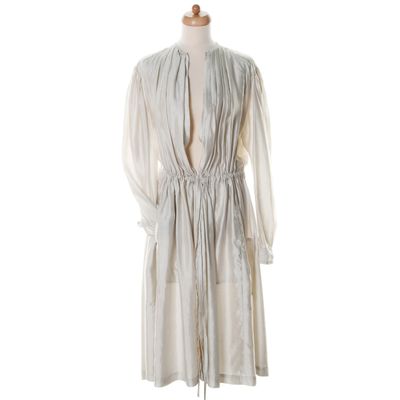 SS 2006 Dries van Noten Runway Pearl Grey Silk Coat