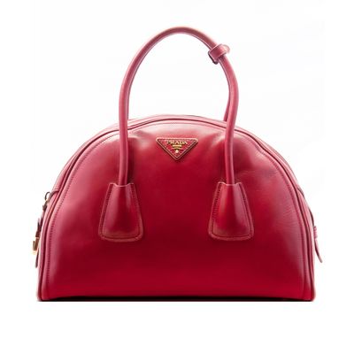 Prada Red Leather Vitello Vintage Bowler Bag