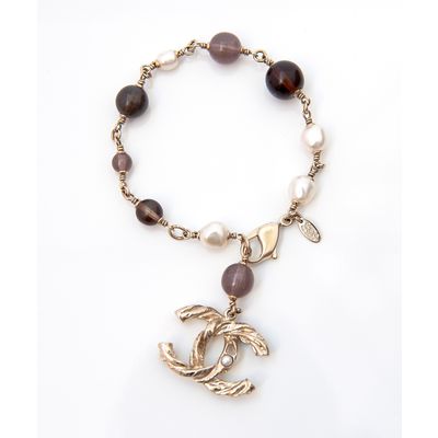Chanel Pearl CC Charm Bracelet 