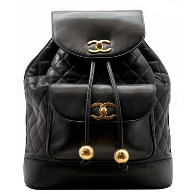 Chanel Zwart Lederen Jumbo Rugtas