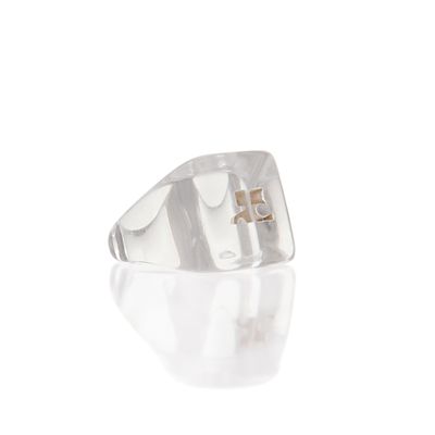 Andre Courreges Vintage Clear Lucite 'Ice Cube' Ring