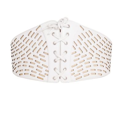 Azzedine Alaïa White Cut-Out And Laced Up Leather Belt