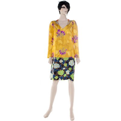 Dries Van Noten Yellow Sequin Embroidered Dress