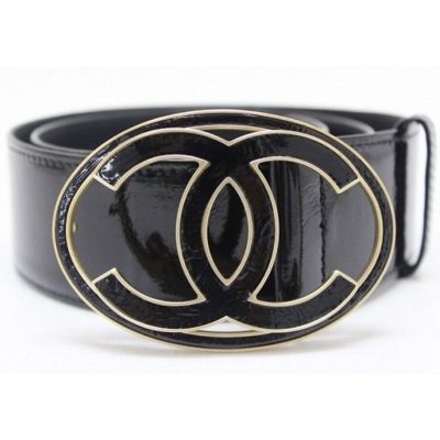 Chanel Black Patent Leather CC Belt