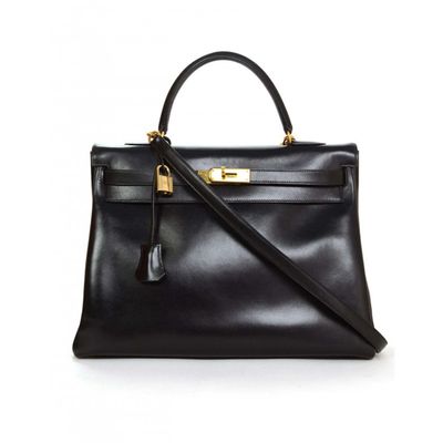 Hermès Kelly Retourne Black Box Calf 35 GHW