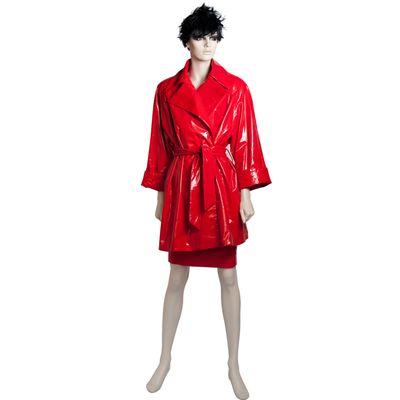 Frans Molenaar Red Patent Trench Coat w Skirt