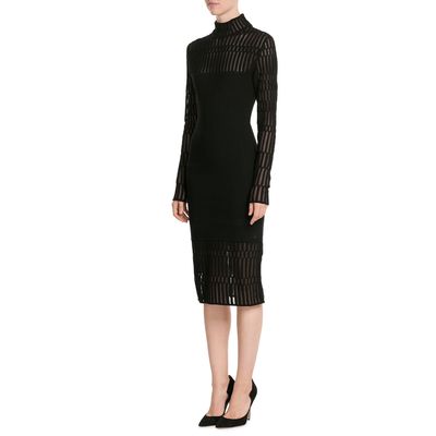 Mugler Wool Dress with Sheer Inserts