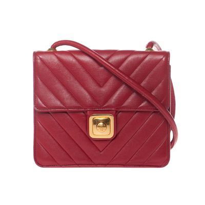 Chanel Red Chevron Quilted Crossbody Bag