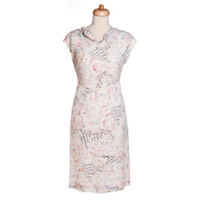 Chanel 98C Karl Lagerfeld Handwriting Ivory Camellia Dress