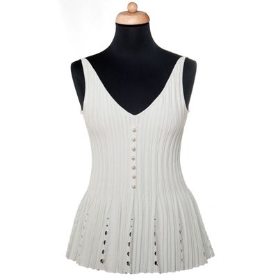 Chanel Pale Green Top with Pearl Buttons