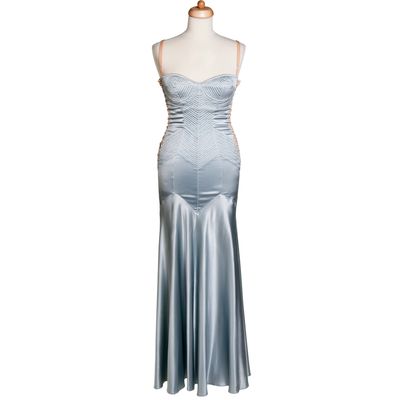 Dolce & Gabbana Blue Satin Corset Evening Gown