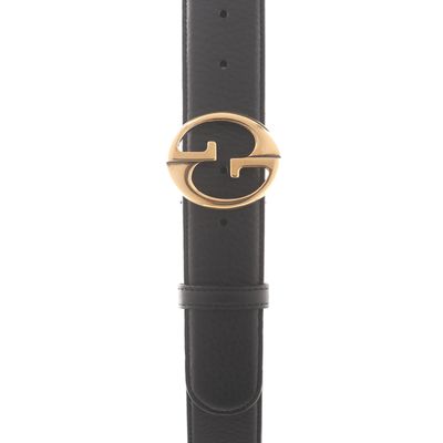 Gucci Black Leather Belt with Interlocking G Buckle