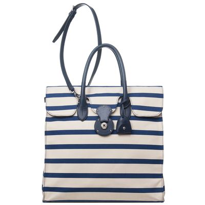Ralph Lauren Bicolor Striped Nautical Canvas Ricky Tote