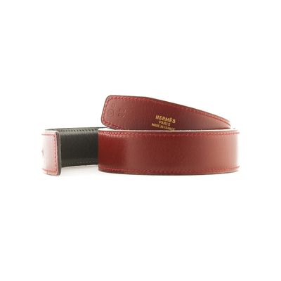 Hermès 32mm Reversible Burgundy / Green Leather Belt