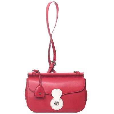 Ralph Lauren Red Leather Carlyle Crossbody Bag