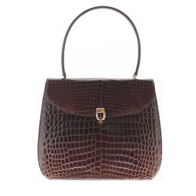 Vintage Brown Crocodile Belly Skin Handbag