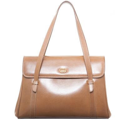 Vintage Gucci Brown Leather Shoulder Bag