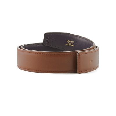 Hermès 32mm Reversible Brown / Navy Blue Leather Belt Strap