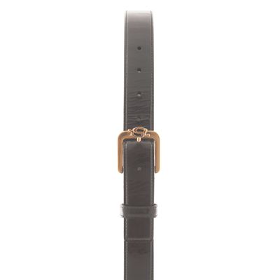 Yves Saint Laurent Monogram Black Patent Leather Buckle Belt