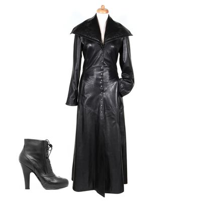 Carla V Black Full Length Gothic Trench Coat