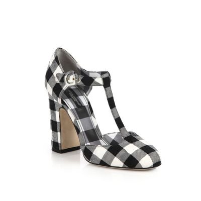 Dolce & Gabbana Gingham Brocade T-bar Pumps