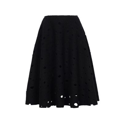 J.W. Anderson Black Wool Perforated A-Line Skirt