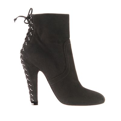 Alaïa Black Suede Lace-Up Detail Ankle Boots