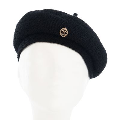 Chanel Black Wool Beret