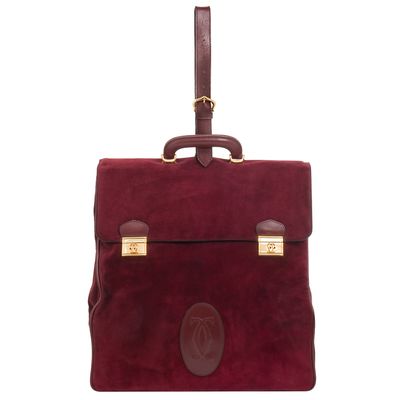 Les Must de Cartier Vintage Burgundy Suède Messenger Bag from the 'Orient Collection'