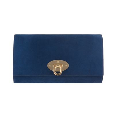 Mulberry Blue Suede Oversized Ava Clutch