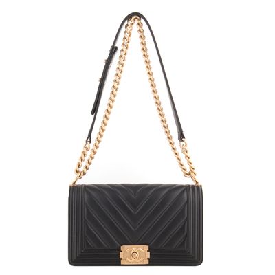 Chanel Zwart 'Chevron Medium Boy' Schoudertas