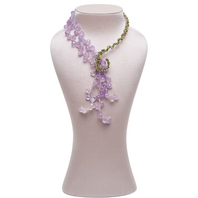 Siman Tu Amethyst Peridot Tassel Necklace