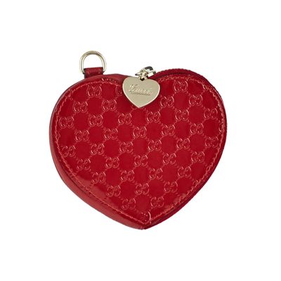 Gucci Red Microguccissima Patent Leather Heart Coin Purse