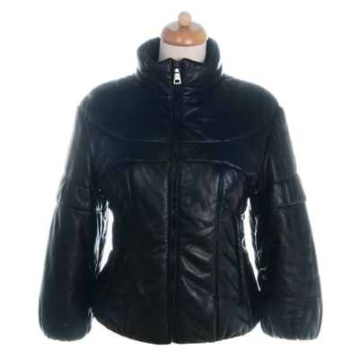Prada Black Leather Puffer Jacket