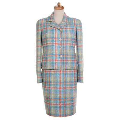 SS 1997 Chanel Runway Multicolor Tweed Skirt Suit