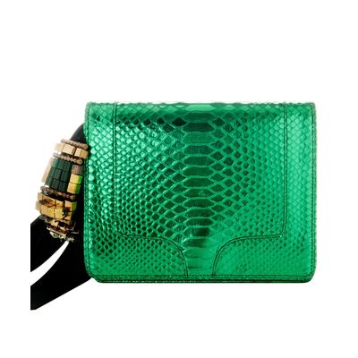 SS 2010 Dries Van Noten Runway Green Metallic Python Clutch