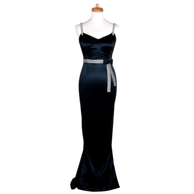 Dolce & Gabbana Black Crystal Embellished Gown