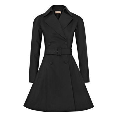 Alaïa Belted Trench Coat in Black Cotton-Blend Gabardine