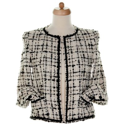 Chanel Black & White Fantasty Tweed Jacket 03C