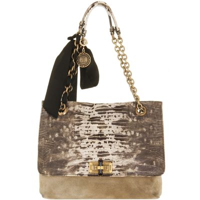 Lanvin Happy Lizard Print Leather Shoulder Bag