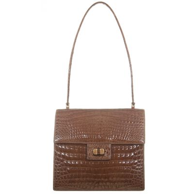 Vintage Beige Crocodile Shoulder Bag