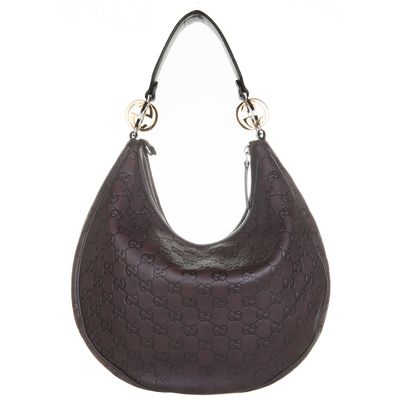 Gucci Brown Guccissima Leather GG Twins Medium Hobo Bag