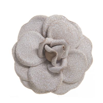 Chanel Leather Camellia Brooch Pin