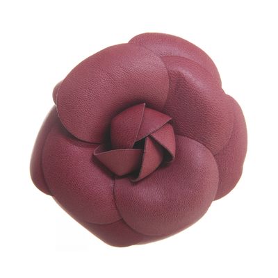 Chanel Leather Camellia Brooch