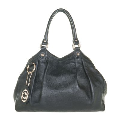 Gucci Black Guccissima Leather Sukey Tote Bag Medium