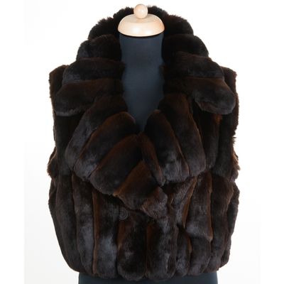 FW 2005 Roberto Cavalli Runway Chinchilla Fur Brown Sleeveless Jacket