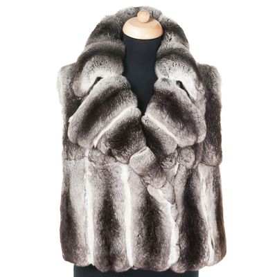 Roberto Cavalli Chinchilla Fur Grey Sleeveless Jacket