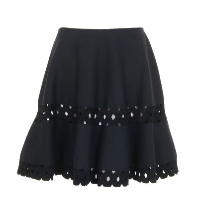 Alaïa Black Fleece Wool Laser Cut Circle Skirt
